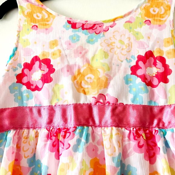 CHEROKEE  Colorful Flower Floral Girls Layered Flared Summer Dress 10 11 12 - Picture 2 of 8